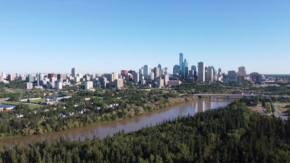 Aerial footage of Edmonton’s river valley filmed by Andrew Shaw Photography